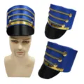 Sombrero de soldado cascanueces azul sombrero de banda de música para fiesta de Navidad. - Azul