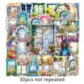 Transparente Fenster Blumen Aufkleber, 50 Stueck nicht wiederholende Aesthetik Sticker Bogen. - Fensterseite Blumen / 50 Stück/Packung / Transparent
