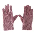 Pink sequined gloves for adult stage performance, dancing party dress costume accessories. - One Size / Pink