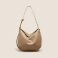 Borsa a tracolla morbida in vera pelle casual minimalista per donna elegante chic - Kaki