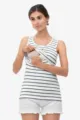 Women striped sleeveless nursing tank top casual maternity top summer breathable fabric - S / Tops / Dark Blue Stripes