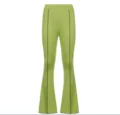 Women solid color sport casual flare pants high waist slim fit trousers for autumn. - S / Bottoms / Green