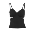 Black ribbed cut-out camisole top for women, summer sexy slim fit sleeveless crop top - S / Tops / Black