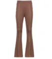 Solid brown casual flare pants for women, stylish high waist trousers for autumn new fashion. - S / Bottoms / Dark Brown