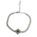Bracciale in metallo a rombo con zirconi completo di lusso francese con pietra verde design unico - Bracciale in Metallo Rombo Zirconia / Argento
