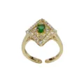 Anello aperto a rombo di lusso retrò francese con pietra verde scintillante minimalista - Anello Aperto Rombo Zirconia / Oro