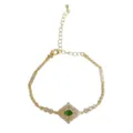 Elegante bracciale di perle in metallo dorato rombo zircone retrò francese donna moda - Bracciale in Grani di Metallo Rombo Zirconia / Oro