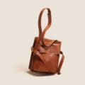 Vintage brown patent leather shoulder bag for women stylish commuting handbag with buckle strap - Caramel Brown