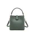 Borsa a secchiello in pelle verde, elegante borsa a mano e tracolla versatile da donna. - Verde Mandorla