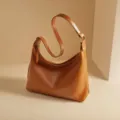 Borsa a spalla hobo in pelle PU marrone, elegante borsa tracolla casual donna per uso quotidiano. - Giallo