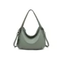 Genuine leather shoulder bag for women, stylish sage green hobo crossbody handbag style. - Matcha Green