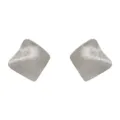 Minimalist brushed silver geometric stud earrings, chic metal textured chic ear jewelry - Rhombus Earrings (3#) / Silver