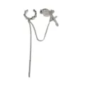 Ear cuff con catena a croce argento stile punk gotico clip per orecchio minimalista - Pezzo Singolo / Argento