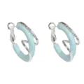Orecchini a cerchio twist in metallo azzurro chiaro moda minimalista gioielli da donna - Cerchio in Smalto Intrecciato in Metallo / Blu Chiaro
