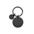 Black stainless steel round blank dog tag keychain pendant for pet collar anti-lost accessory - Black