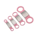Placas de identificación para mascotas de silicona, colgantes para collares de perros. - Mediano: 15 mm / Plata Metálica - Rosa Silicona