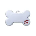 Etiqueta de identificación para mascotas de aleación de zinc plateada brillante con huella. - 3,8*2,5 cm / Rojo