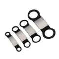 Placa de identificación de mascota de silicona Tamaños múltiples Collar de perro gato - Mediano: 15 mm / Plata Metálica - Negro Silicona