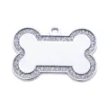 Placa para perro de aleación de zinc con purpurina, colgante antipérdida para collar. - 32*21*2mm / Plata con Purpurina
