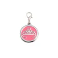 Placa redonda de metal para mascotas de aleación de zinc con esmalte rosa y diseño de corona - 2.5cm / Rosa