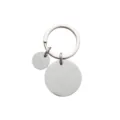 Stainless steel blank round dog tag keychain pendant silver metal pet accessory variant - Silver