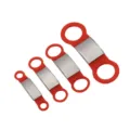 Placas de identificación para mascotas de silicona roja, etiquetas de collar de perro multi-tamaño. - Mediano: 15 mm / Plata Metálica - Rojo Silicona