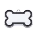 Placa de identificación para mascotas de aleación de zinc hueso, chapa metálica para grabar. - 32*21*2mm / Negro con Purpurina