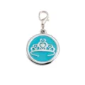 Chapa de identificación de metal esmalte corona azul colgante para collar - 2.5cm / Azul
