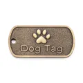 Placa De Perro Bronce Antiguo Colgante Collar Mascota Aleación De Zinc Huella De Pata - Rectángulo Redondeado / Bronce antiguo