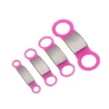 Etiqueta ID de mascota de silicona rosa collar de perro placa de identificacion variante. - Mediano: 15 mm / Plata Metálica - Rosa Fucsia Silicona