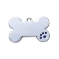 Zinc alloy dog ID tag, polished bone shape with blue enamel paw print, durable pet accessory. - 3.8*2.5 cm / Purple