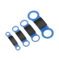 Silicone pet ID tags set, blue and black dog collar charms, multi-size slip-on pet name tags. - Small: 12 mm / Metal Black - Silicone Blue