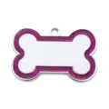 Placa para perro en forma de hueso con brillo rosa, etiqueta ID de aleación de zinc. - 32*21*2mm / Rosa Rojo con Purpurina