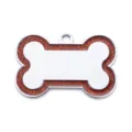 Zinc alloy bone shaped pet ID tag with glitter edge and blank engraving metal surface. - Glitter Red