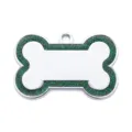 Bone-shaped metal pet ID tag with green glitter edge, custom engraving blank face zinc alloy. - Glitter Green
