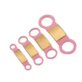 Pink silicone dog ID tag with gold metal plate, multi-size pet collar pendant variant. - Small: 12 mm / Metal Gold - Silicone Pink