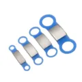 Silicone pet ID tag multi-size dog collar nameplate set for cat and puppy accessories - Small: 12 mm / Metal Silver - Silicone Blue