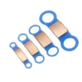 Silicone dog tag pet ID collar nameplate variant in multi-sizes blue and rose gold finish. - Small: 12 mm / Metal Rose Gold - Silicone Blue