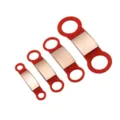 Red silicone pet ID tag dog collar nameplate, multi-size variant set for dogs cats. - Small: 12 mm / Metal Rose Gold - Silicone Red