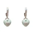 Fashion silver mint green enamel heart drop earrings with rhinestone crystal details - Heart Drop / Silver Mint Green
