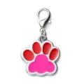 Bonita placa de identificación para mascotas de aleación de zinc con diseño de huella roja y rosa. - 2,7*2,9 cm / Rosa Rojo y Rojo