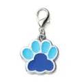 Placa de identificación para mascotas con pata de metal esmaltada azul y cierre de gancho. - 2,7*2,9 cm / Azul oscuro + Azul claro