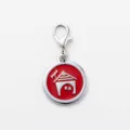 Lindo etiqueta de identificacion para mascotas de metal rojo con diseño de caseta y gancho. - Rojo