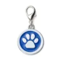 Colgante de metal para perros con huella de pata esmalte azul y gancho de mosquetón - 2.5cm / Azul (Sin Grabado)