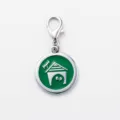 Bonita placa de identificacion redonda para mascotas en verde con colgante de caseta, accesorio metal. - Verde