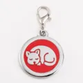 Placa de identificación para mascotas de metal con diseño esmaltado rojo y mosquetón seguro. - 2.5cm / Rojo