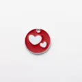 Red enamel double heart zinc alloy pet ID tag pendant charm for dogs and cats variant. - Diameter: 2.5cm / Red
