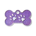 Purple bone pet ID tag with silver paw prints, durable metal dog collar accessory for pets. - 3*1.9cm / Purple (No Engraving)