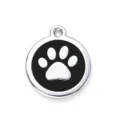Placa de identificación para mascotas de aleación de zinc con huella plateada en fondo negro. - 2.5cm / Negro con Purpurina