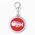 Amuletto colgante para perro de metal con esqueleto de pez rojo y cierre mosquetón - 2.5cm / Rojo